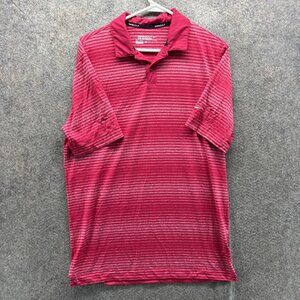 Nike Golf Dri-FIT Polo Shirt Mens Medium Pink Stripe Tour Performance Golf